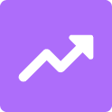 Upward trending arrow on purple background.