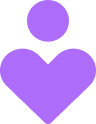 Purple heart and dot on black background.